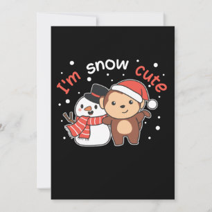 Monkey I Love You Snow Much Snowman Pun Holiday Card