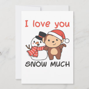 Monkey I Love You Snow Much Snowman Pun Holiday Card
