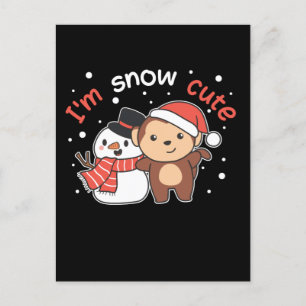 Monkey I Love You Snow Much Snowman Pun Holiday Postcard
