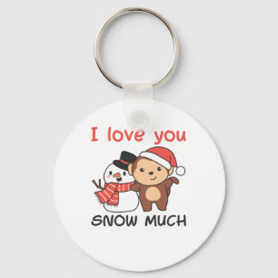 Monkey I Love You Snow Much Snowman Pun Key Ring