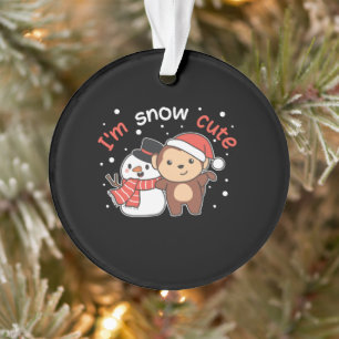 Monkey I Love You Snow Much Snowman Pun Ornament