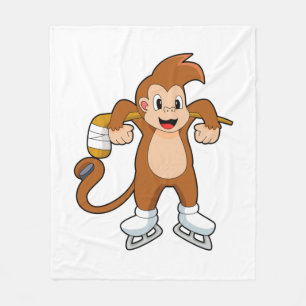 Monkey Ice hockey Ice hockey stick Fleece Blanket
