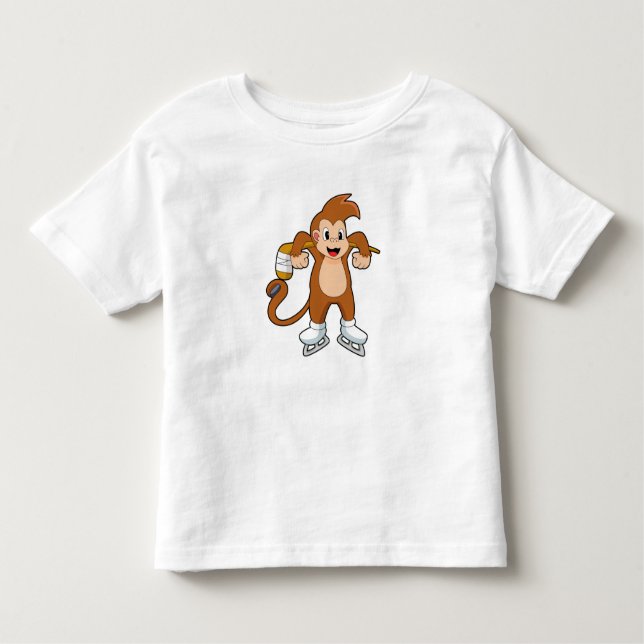 Monkey Ice hockey Ice hockey stick Toddler T-Shirt (Front)