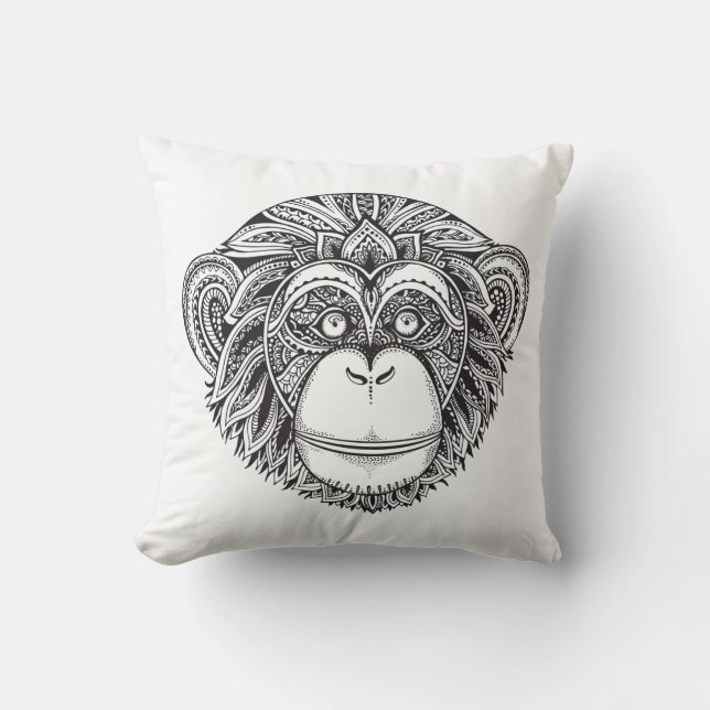 Monkey Illustartion Doodle Cushion (Front)