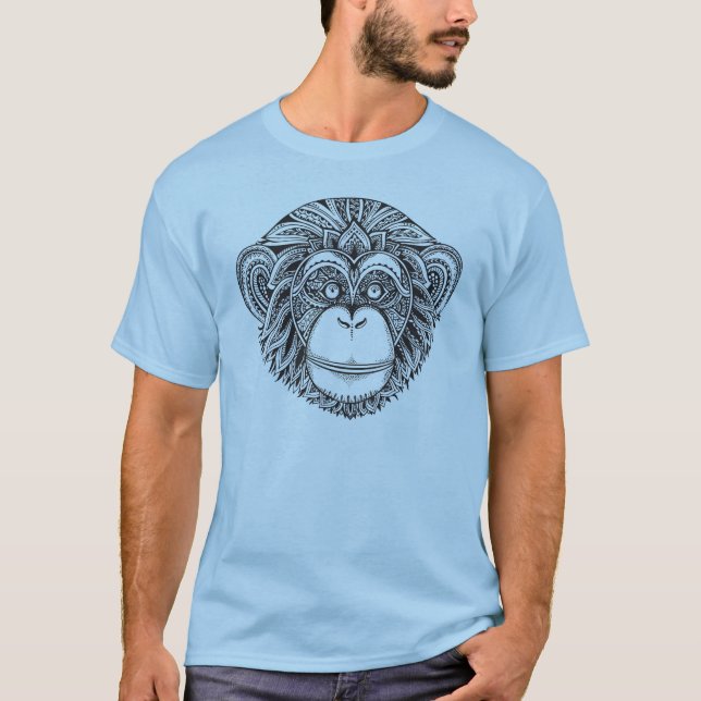 Monkey Illustartion Doodle T-Shirt (Front)