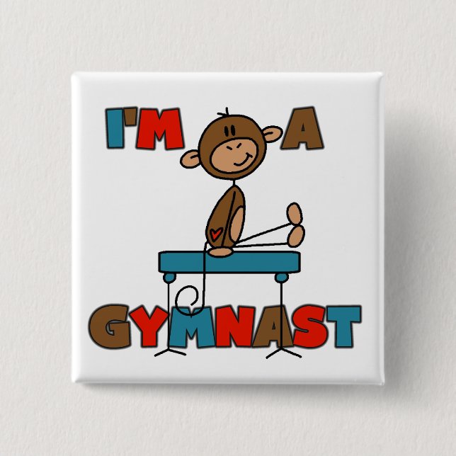Monkey I'm a Gymnast 15 Cm Square Badge (Front)