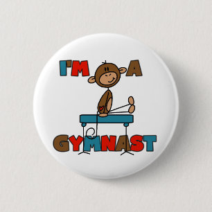 Monkey I'm a Gymnast 6 Cm Round Badge
