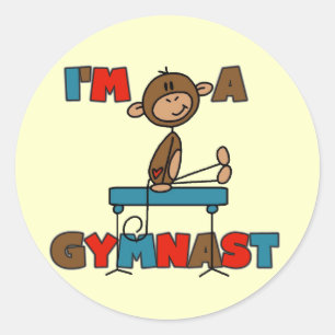 Monkey I'm a Gymnast T-shirts and Gifts Classic Round Sticker