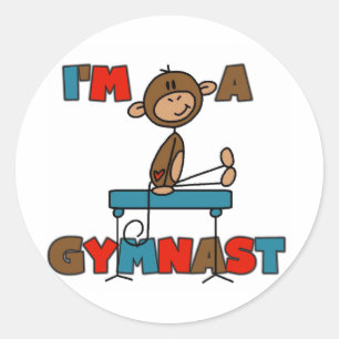Monkey I'm a Gymnast T-shirts and Gifts Classic Round Sticker
