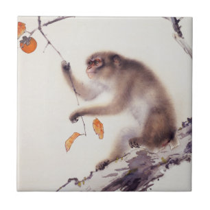 Monkey in a Persimmon Tree Ceramic Tile
