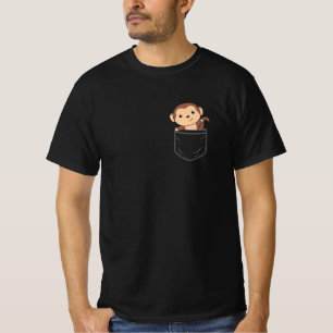 Monkey In Bag Sweet Monkeys In Breast Pocket T-Shirt