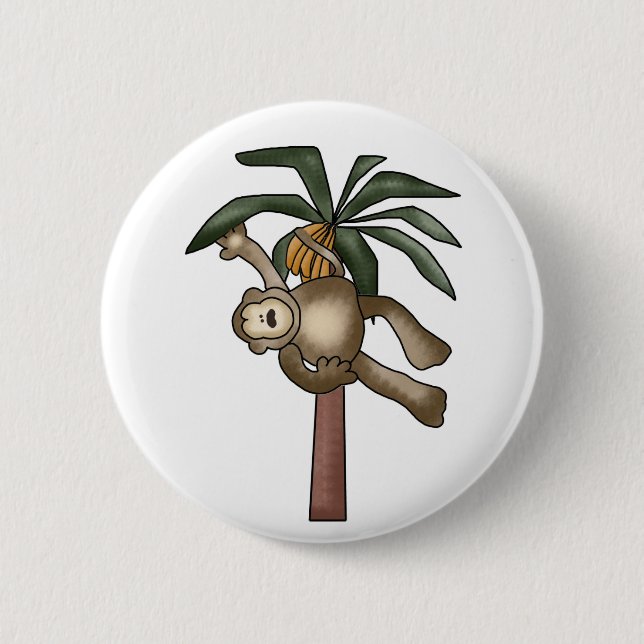 Monkey in Banana Tree 6 Cm Round Badge (Front)
