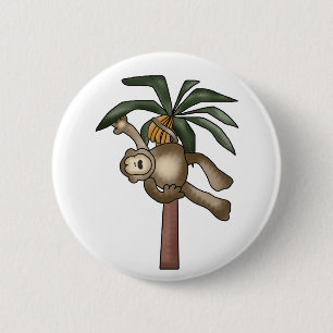 Monkey in Banana Tree 6 Cm Round Badge