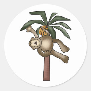 Monkey in Banana Tree   Classic Round Sticker