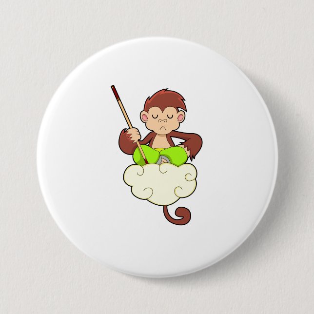 Monkey in Cross legged on Clouds 7.5 Cm Round Badge (Front)