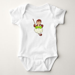 Monkey in Cross legged on Clouds Baby Bodysuit