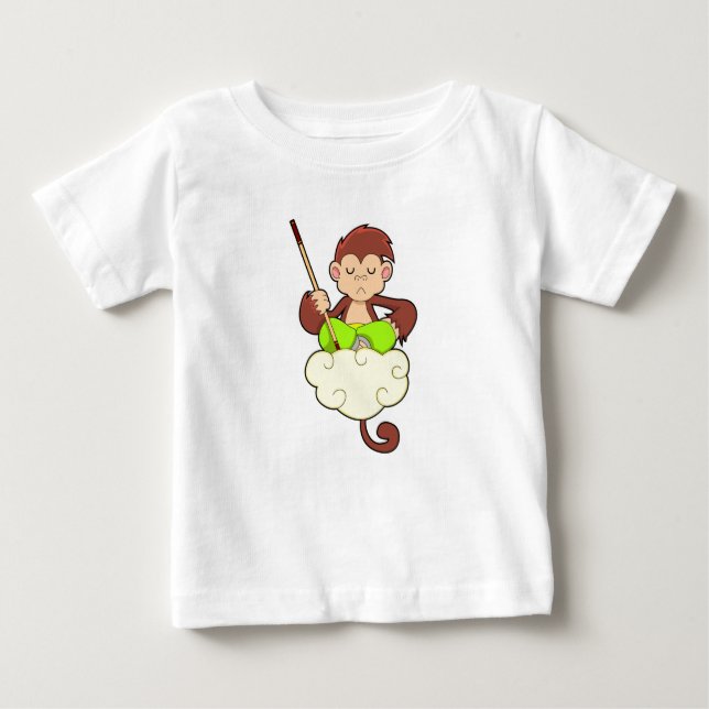 Monkey in Cross legged on Clouds Baby T-Shirt (Front)