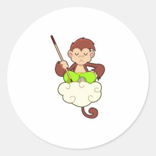 Monkey in Cross legged on Clouds Classic Round Sticker
