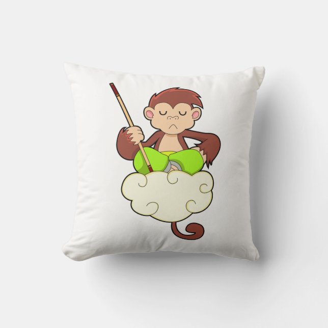 Monkey in Cross legged on Clouds Cushion (Front)