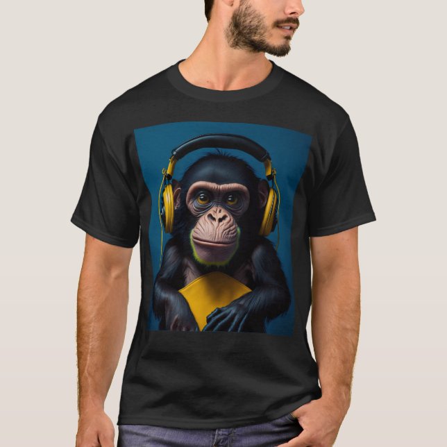 Monkey in HEADPHONES T-Shirt (Front)