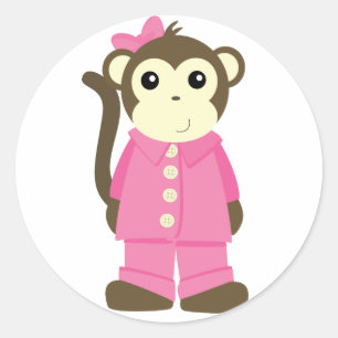 Monkey in Pyjamas Classic Round Sticker