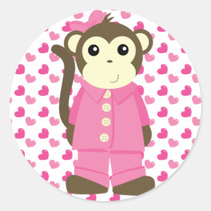 Monkey in Pyjamas Classic Round Sticker