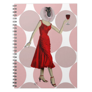 Monkey in Red Dress with wine Notebook