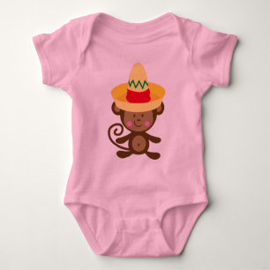 Monkey In Sombrero Gift Baby Bodysuit