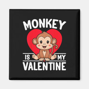 Monkey Is My Valentine Heart Cute Monkey Valentine Magnet