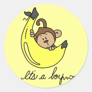 Monkey It's a Boy Tshirts and Gifts Classic Round Sticker