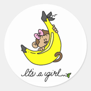 Monkey It's a Girl T-shirts and Gifts Classic Round Sticker