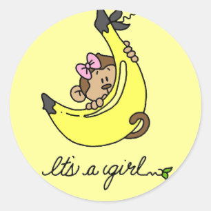 Monkey It's a Girl T-shirts and Gifts Classic Round Sticker