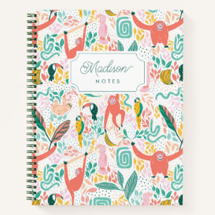Monkey Jungle Animals Tropical Leaves  Notebook