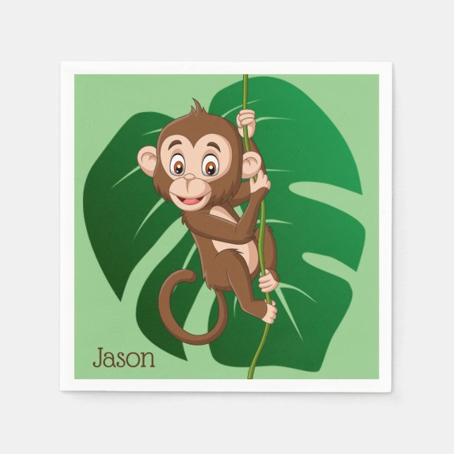 Monkey Jungle Leaf Design  Napkin (Front)