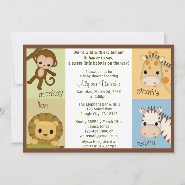 Monkey Jungle MONKEY Baby Shower invitation MJS (Front)