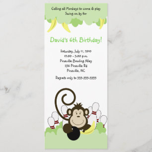 Monkey Jungle Safari Bowling Party 4x9 Invitation