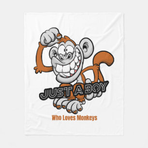 monkey just a boy fleece blanket