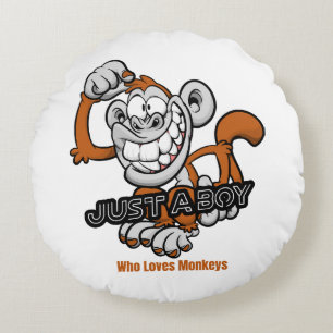 monkey  just a boy  round cushion