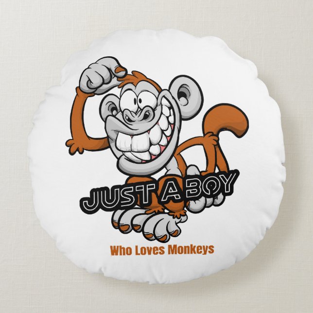 monkey  just a boy  round cushion (Front)
