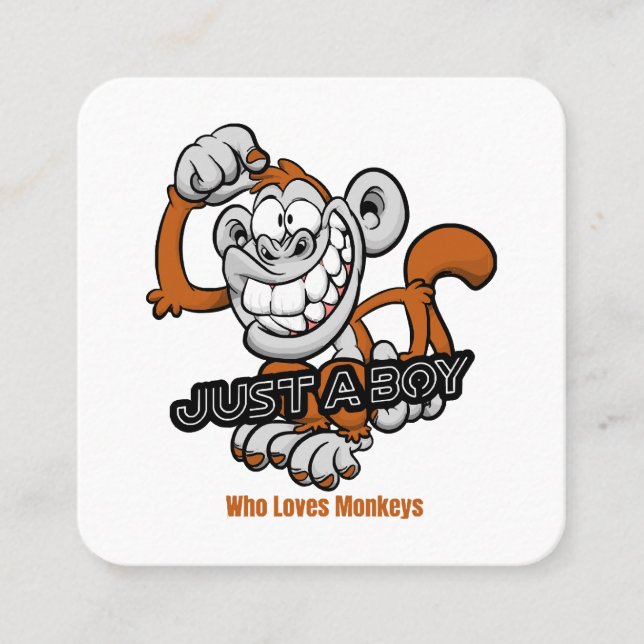 monkey  just a boy  square business card (Front)