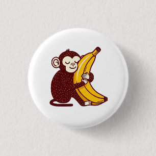 Monkey Love Banana 3 Cm Round Badge