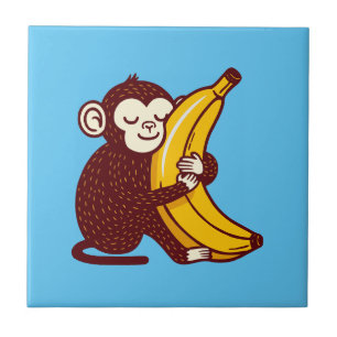 Monkey Love Banana Ceramic Tile