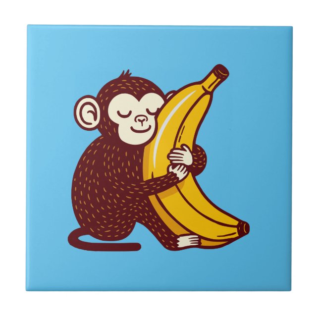 Monkey Love Banana Ceramic Tile (Front)