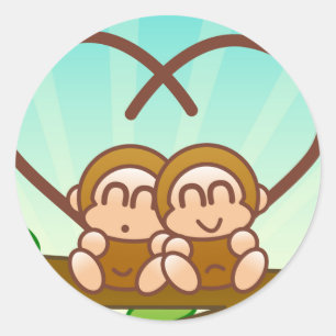 Monkey Love Classic Round Sticker