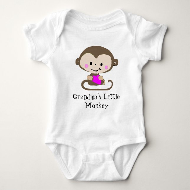 Monkey Love - Grandma's Little Monkey (Customise) Baby Bodysuit (Front)