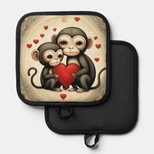 Monkey Love Pot Holder (Front/Back)