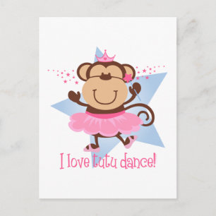 Monkey Love Tutu Dance Postcard