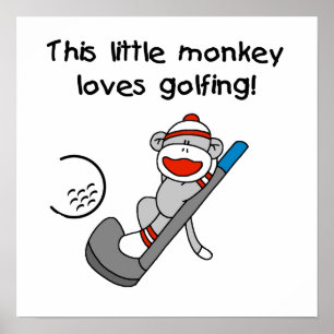 Monkey Loves Golfing T-shirts and Gifts Poster