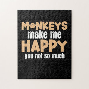 Monkey Makes Me Happy Jigsaw Puzzle