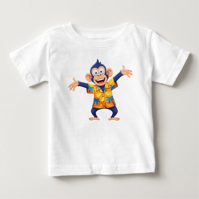 Monkey Mascot in Tropical Hawaiian Shirt (Front)